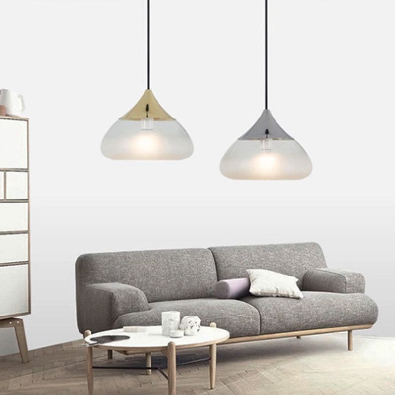 Teardrop Transparent Glass Shade Pendant Lamp Modern Style Mini Lighting Fixture for Kitchen Dining Room