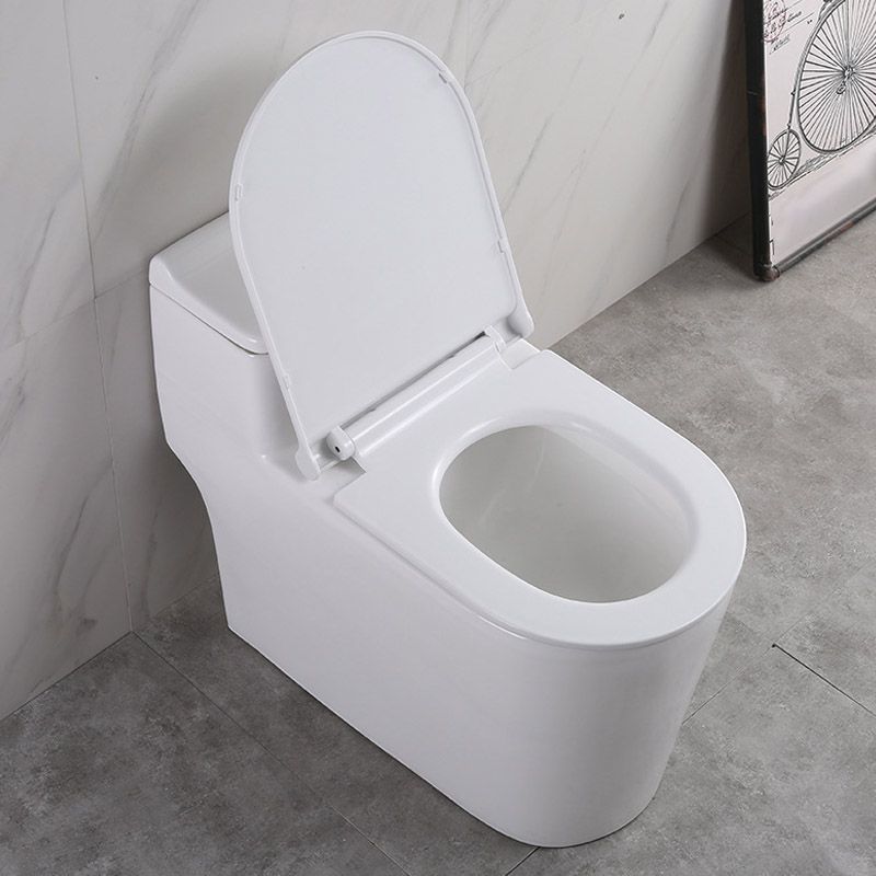 Modern White Flush Toilet Floor Mounted Toilet Bowl with Slow Close Seat for Washroom