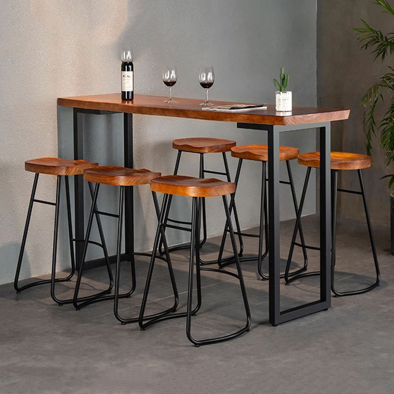 Industrial 1/2/7 Pieces Solid Wood Bar Table Set Rectangular Counter Set for Home Use