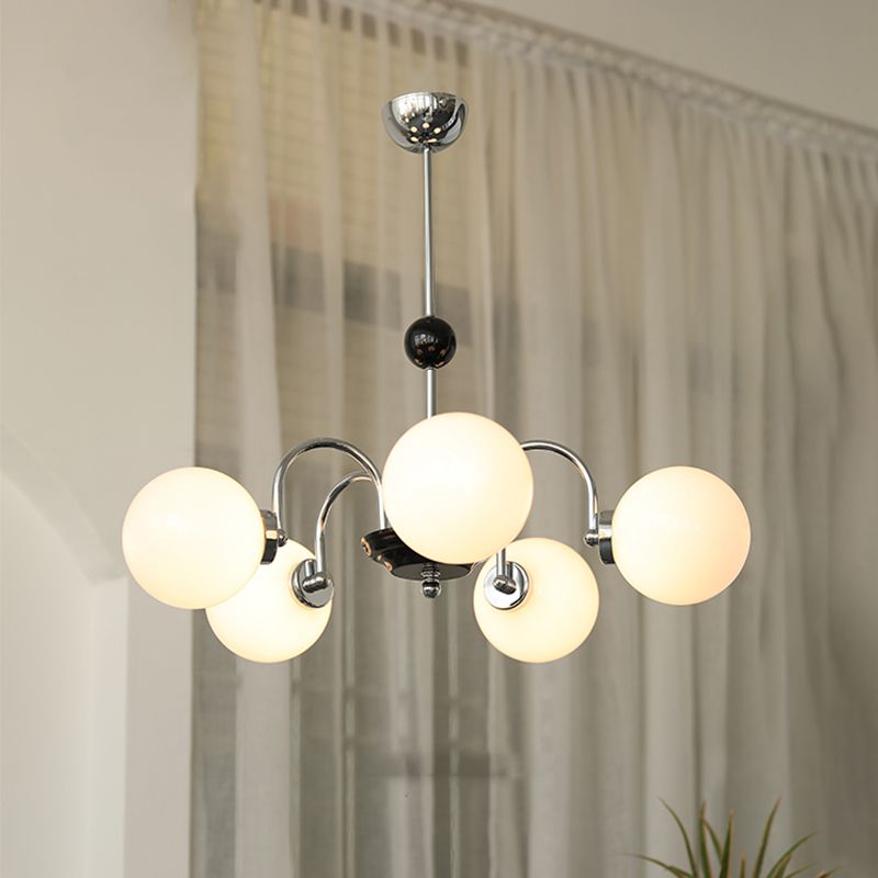 Luci a sospensione sferica Moderna luce a sospensione con soffitto in vetro bianco per camera da letto