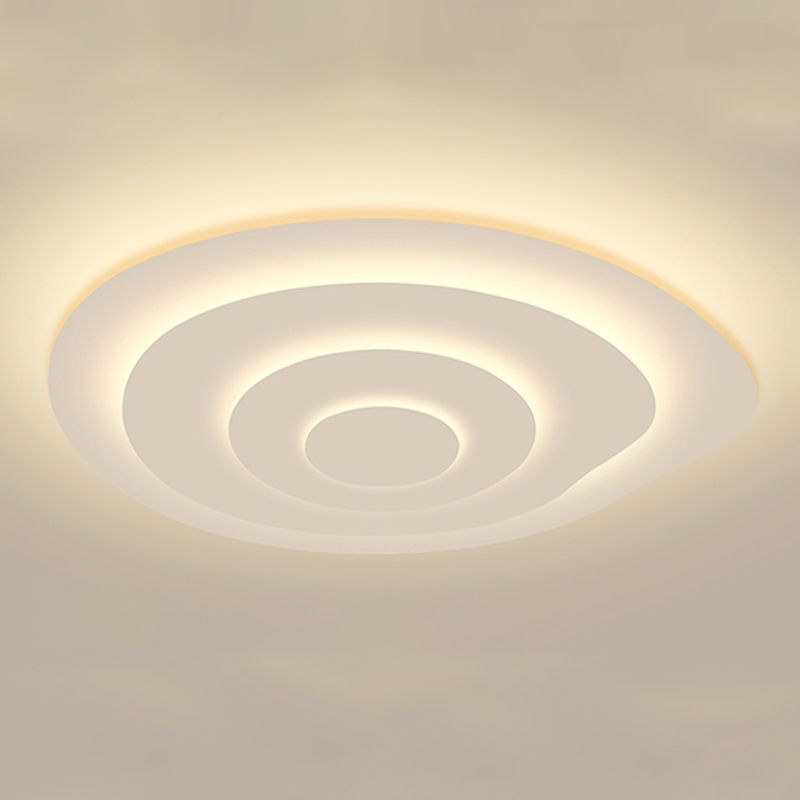Plafonnier LED circulaire blanc en fer laqué de simplicité moderne avec abat-jour en acrylique