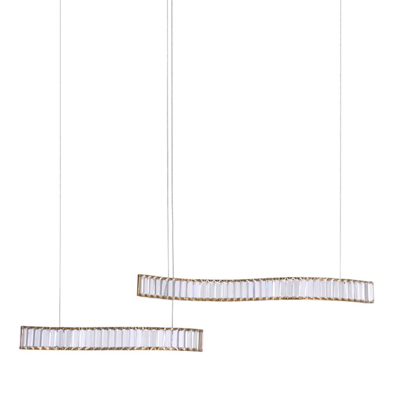 Contemporary Island Light Linear Crystal Island Chandelier Lights for Kitchen