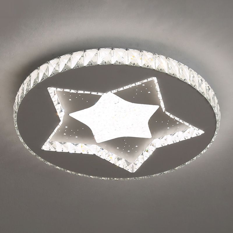 Chambre ronde Flush Ceiling Light Crystal LED Contemporary DEL Flush Mount Lighting Fixture in Stainless-Steel