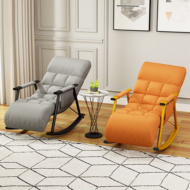 Contemporary Rocker Chair Metal Frame Spindle Rocker Chair with Cushions