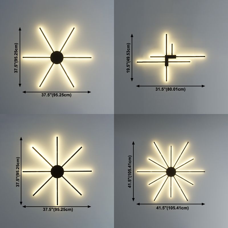 Postmodern Metal Black Wall Sconce Multi Light Led Wall Mounted Light for Bedroom
