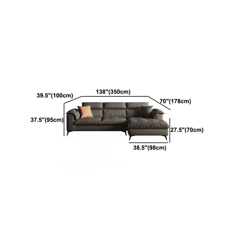 Contemporary Pillow Top Arm Sofa & Chaise Tufted Faux Leather Sofa