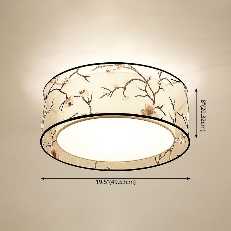 Fabric Geometrical Flush Mount Light Fixture Traditional Bedroom Flush Mount Ceiling Light