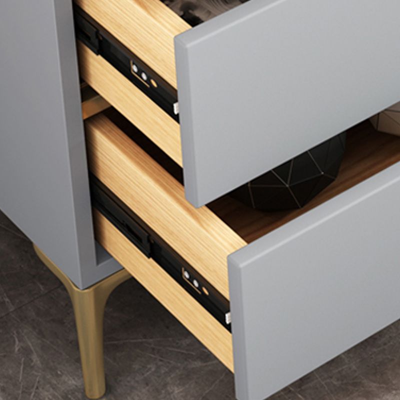 Glam Stone Storage Chest Bedroom Horizontal Chest with Drawers