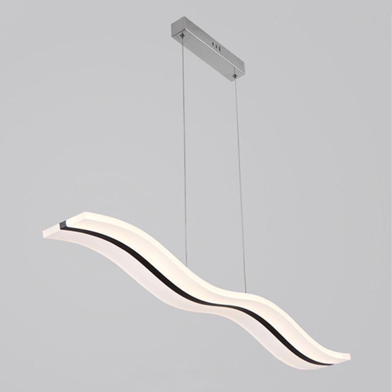 Modern Linear Island Lighting Acrylic 1-Light Island Light Fixture in White