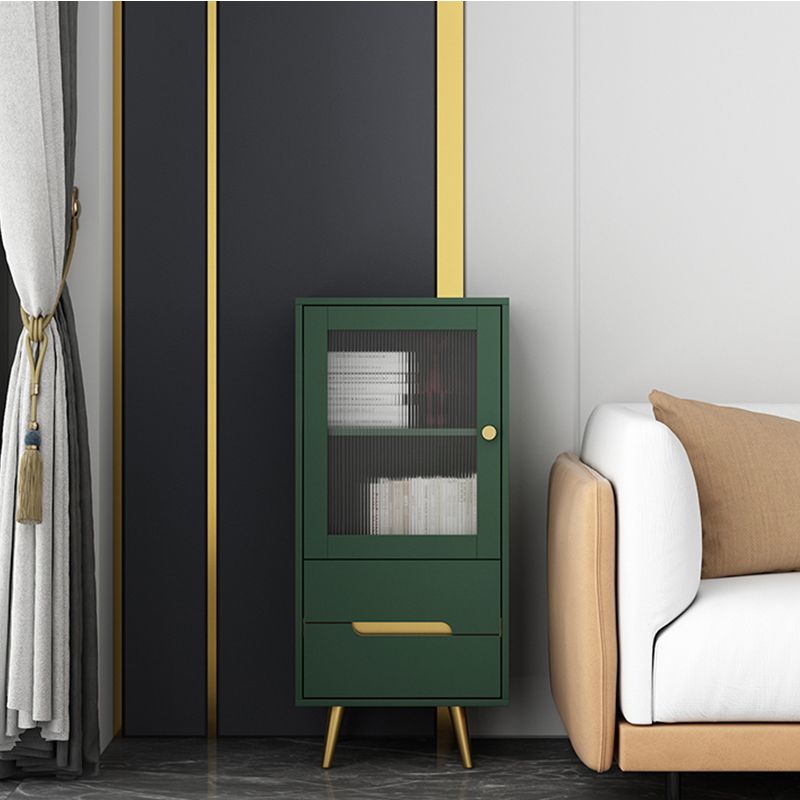 Modern Wooden Accent Cabinet with 2 Drawers and Glass Door Cabinet