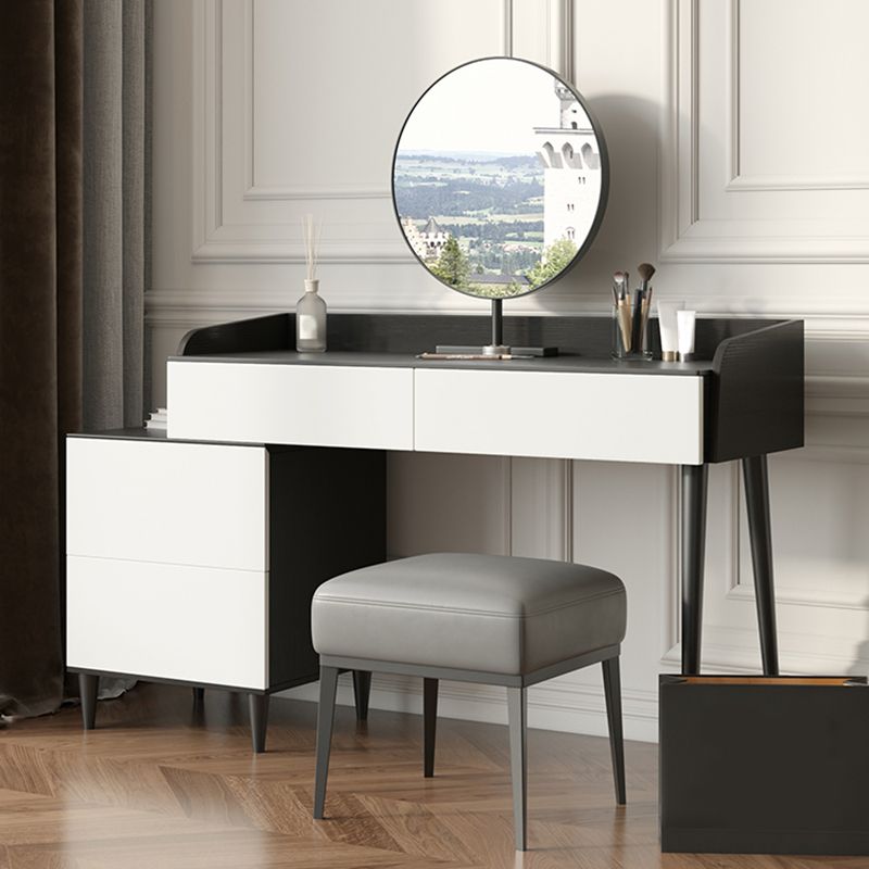Black Stone Top Vanity Table Set Modern Simple Drawers in Included Makeup Dressing Table