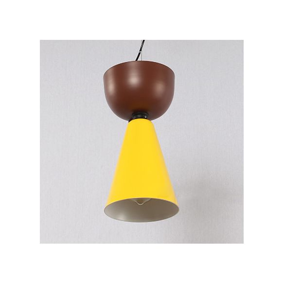 Doppelkegeldecke Anhänger Leichtes nordisches Metall 1 hellgrün und rosa/blau und schwarz/braun und gelb hängendes Licht