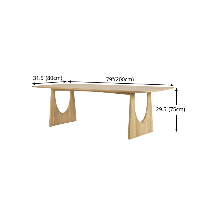 Rectangle Double Pedestal Modern Dining Table Solid Wood Fixed Table