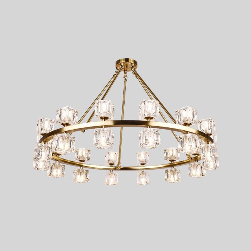 Nordic Multi Head Chandelier Light Fixtures Glass Gold Hanging Chandelier for Restaurant