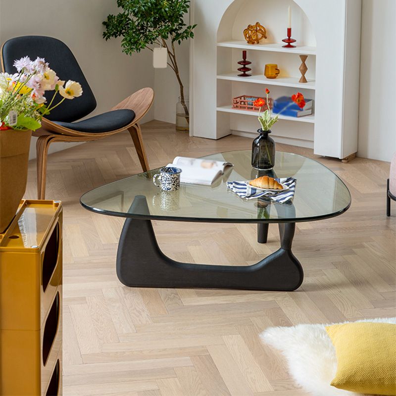 Modern Triangle Glass Abstract Coffee Table Clear Cocktail Table