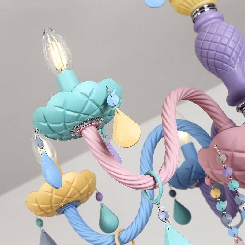 Multi Light Candle Branch Hanging Pendant Modern Style Crystal Hanging Lighting