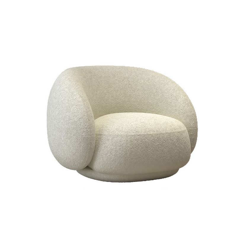 Contemporary Sloped Arm Curved Sofa White Tight Back Fabric Settee