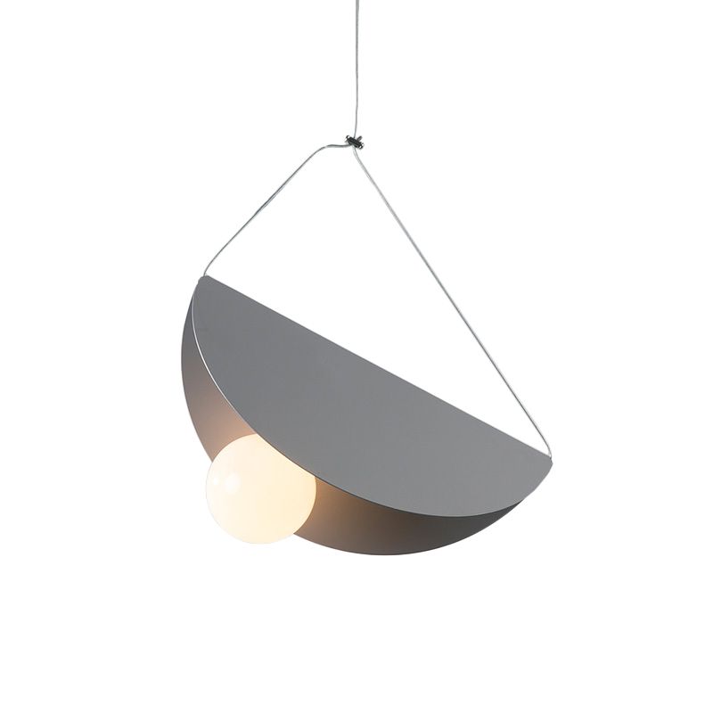 Black/Grey/Black Curved Hanging Lighting Contemporary 1 Light Metal Suspension Pendant for Bedroom