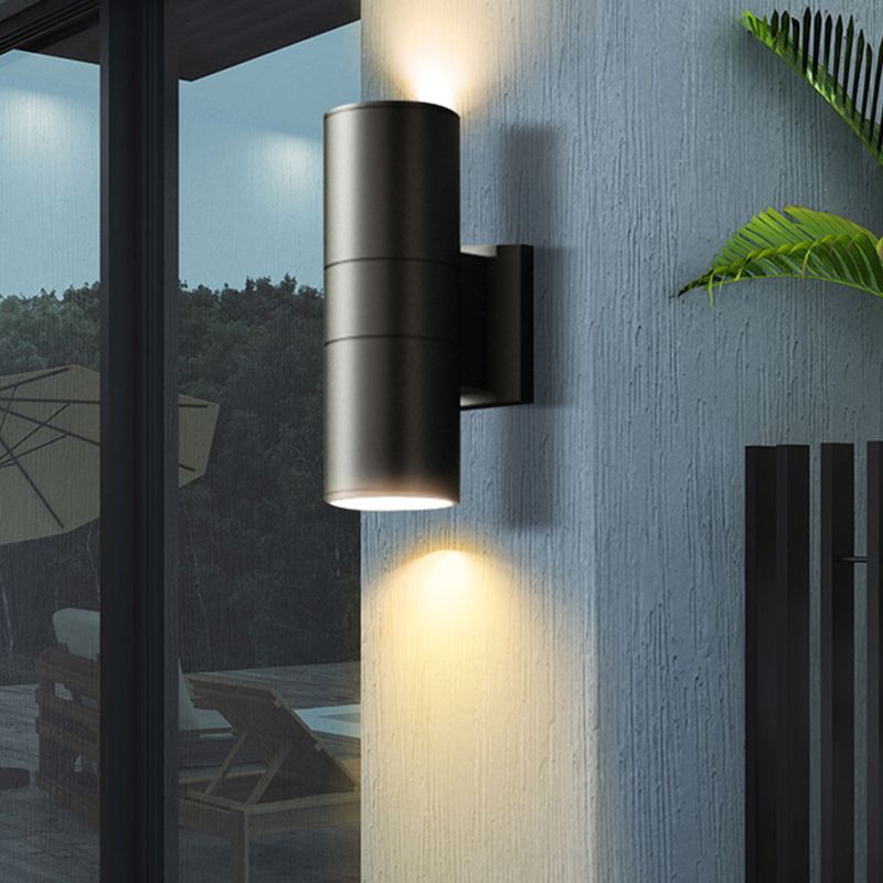 Modernism Wall Sconce Cylinder Outdoor Sconce Light Fixture for Courtyard