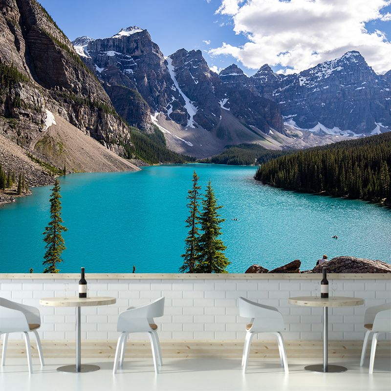 Magnificent Mountain View Removable Wall Mural Moisture Resistant for Sitting Room