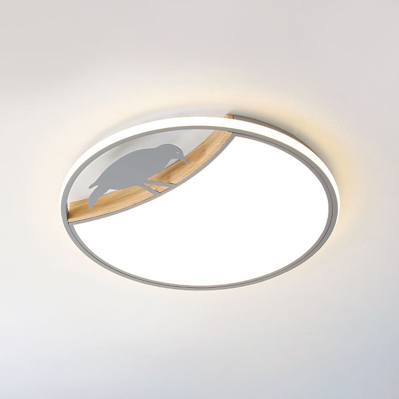 Wit/grijs/groene ronde spoeling licht armatuur Noordse LED Acryl -spoeling gemonteerde lamp met vogel deco