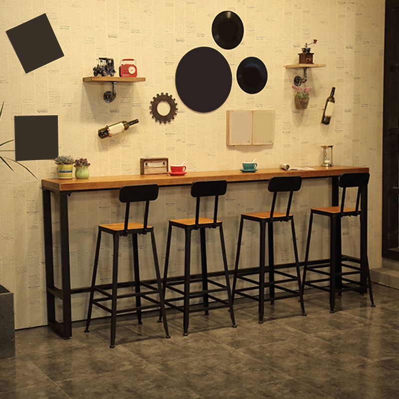 Trestle Base Dining Table Industrial Solid Wood Bar Table for Bistro