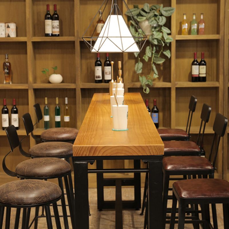 Pine Wood Bar Dining Table Industrial Style Rectangle Bar Table with Trestle for Bar