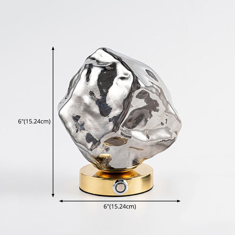 Lámpara de mesa de oro de 1 luces de color nocturna de vidrio en forma de piedra