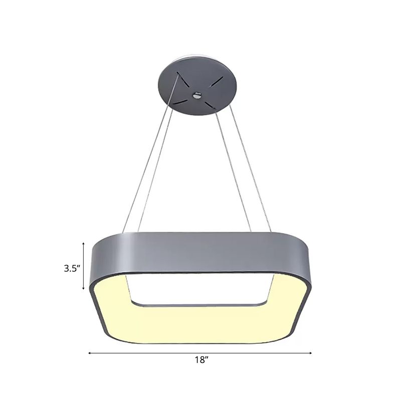 Circular/Squared Metal Pendant Ceiling Light Simple 1 Head Gray/White Ceiling Hanging Lamp in Warm/White/Third Gear Light, 18"/23.5" Wide