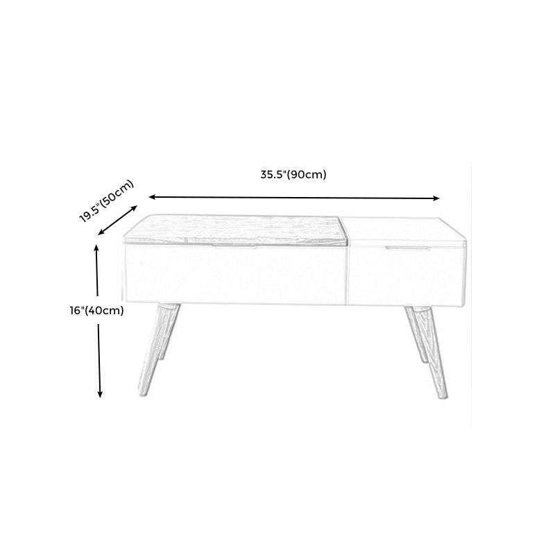 Retangular Natural Wood 4 Legs Coffee Table 1 Single Modern Cocktail Table with Drawers