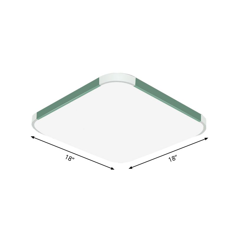 Geometric Flush Mount Lamp Macaron Acrylic Pink/Yellow/Blue LED Flush Mount Lamp, 12"/15"/17" Wide in White/Warm