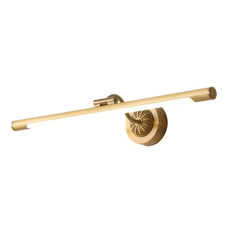 Brass Strip Mirror Light American Style Waterproof 1 Light Wall Lamp for Bathroom