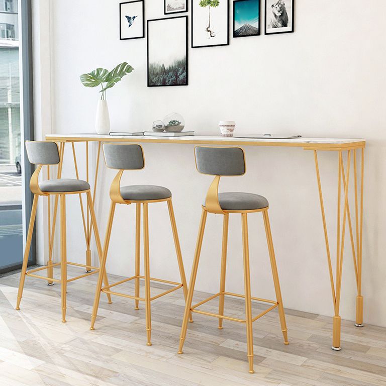 Modern Pub Table with Gold Metal Legs Rectangle Marble Top Bistro Table