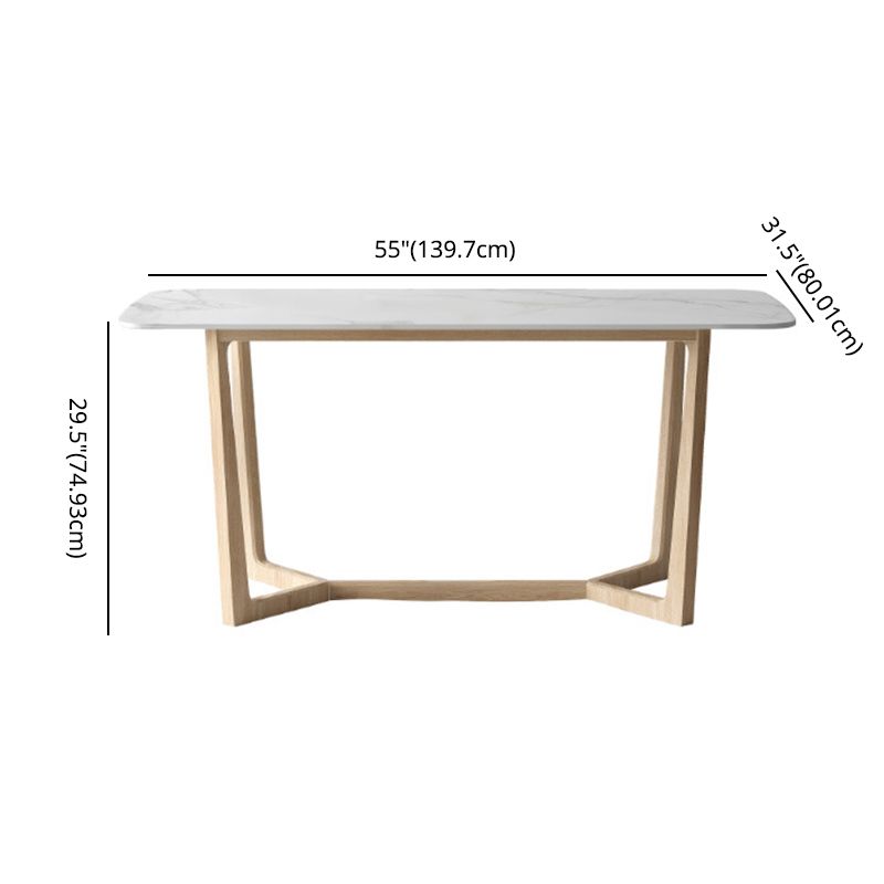Contemporary Dining Table Set with Solid Wood Table and PU Leather Chairs