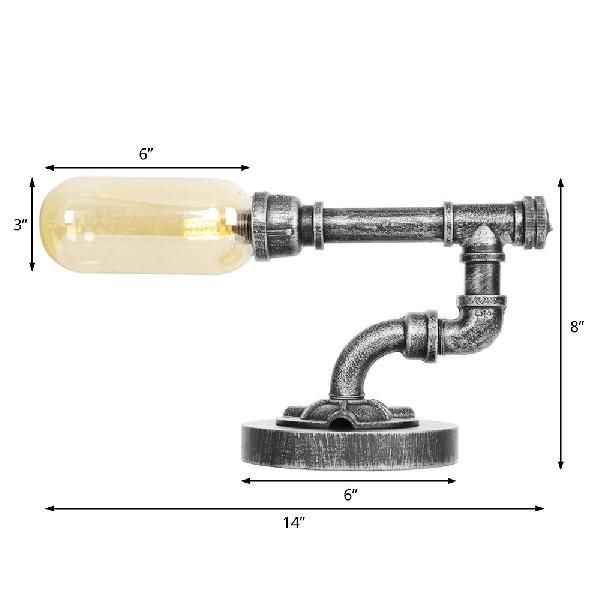 Luz de mesa de sombra de cápsula industrial 1/2 bombillas Amber/lámpara de noche de vidrio transparente con/sin agua Toque Deco para sala de estar
