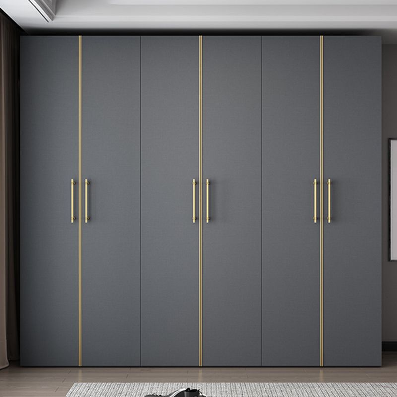 Modern Wardrobe Closet Grey Engineered Wood Wardrobe Cabinet