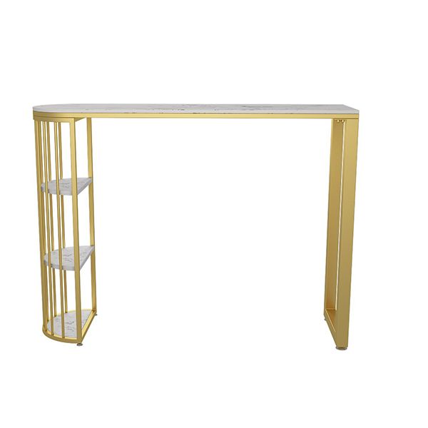 1/3 Pieces Glam Iron Bar Table Set White Faux Marble Top Bistro Set with Shelf