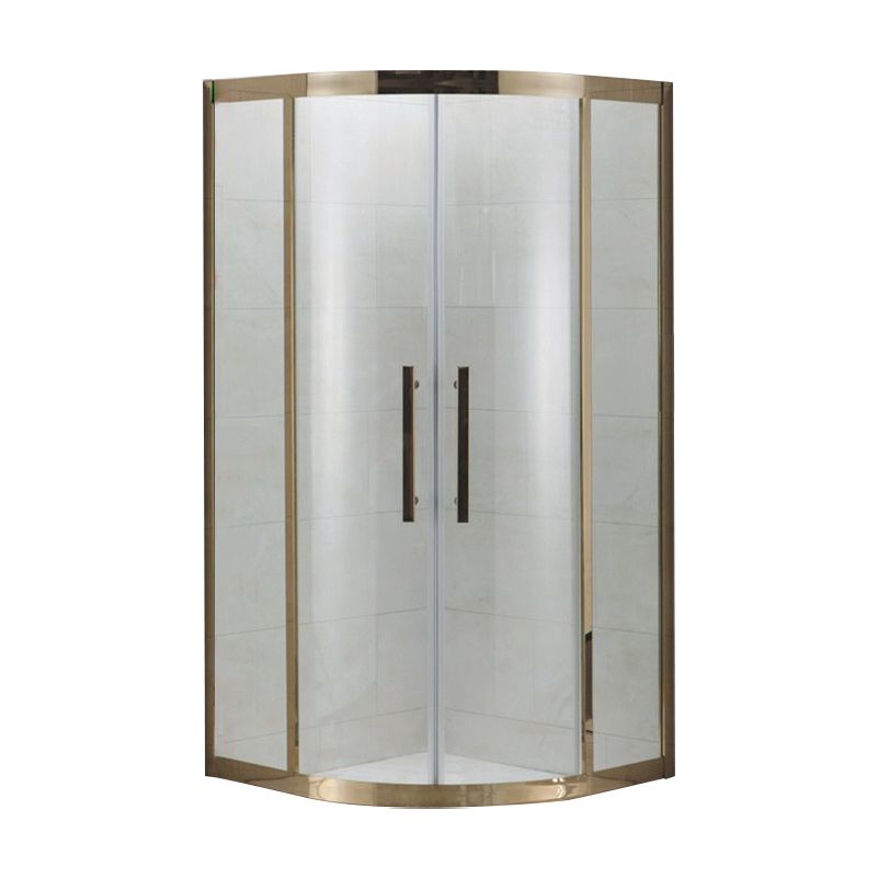 Shower Enclosure Semi-Frameless Double Sliding Neo-Angle Black Door Handles Shower Stall