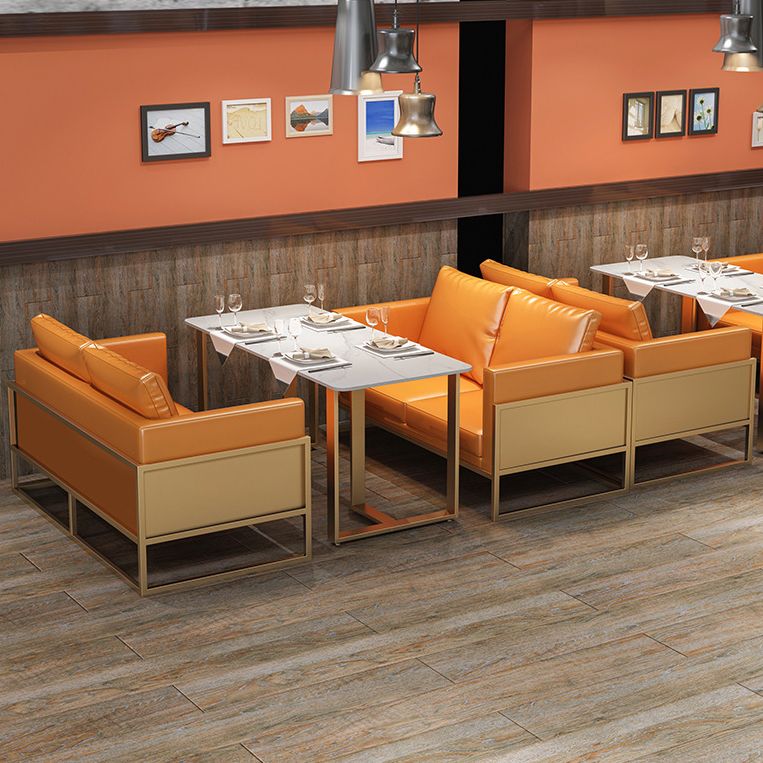 Industriële eettafel gesinterde stenen tafel met dubbele voetstuk voor eetkamer