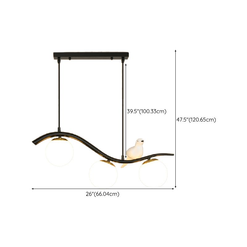 Industrial Black Kitchen Island Lighting Glass Shaded Ceiling Light for Home