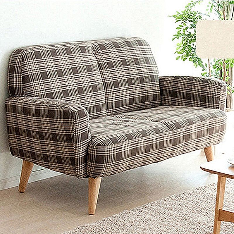 Contemporary Fabric Settee Stain Resistant Tight Seat Sofa for Living Room