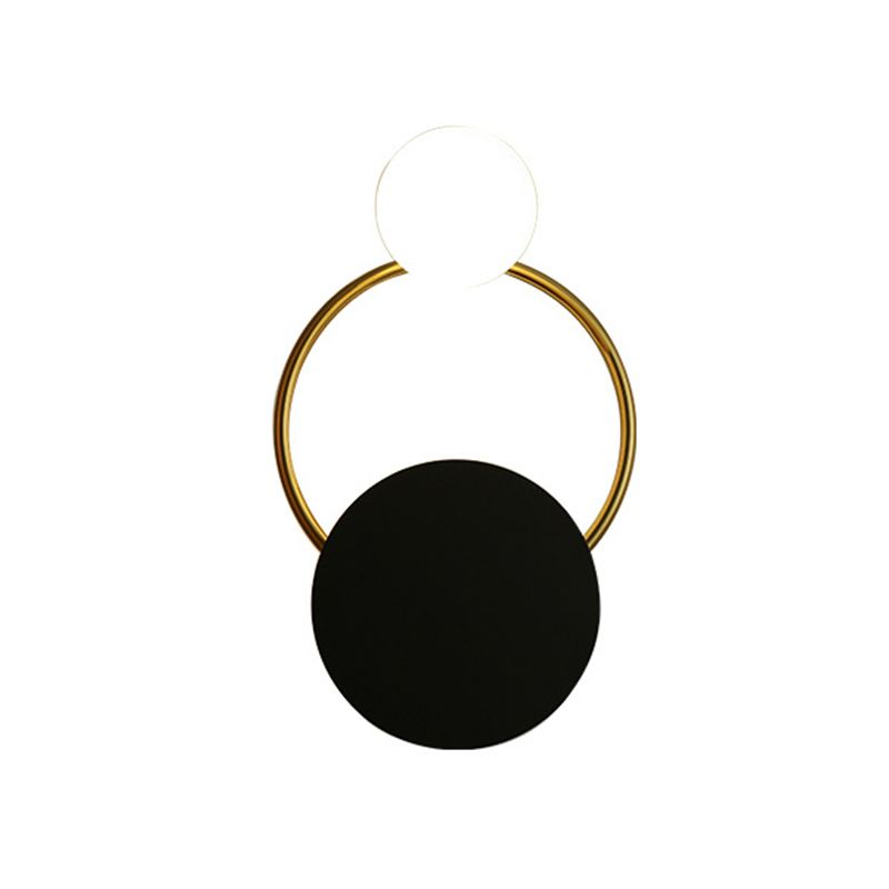 Black and Gold Round Wall Lighting Modern 1-Light Metallic Wall Mount Sconce for Bedside