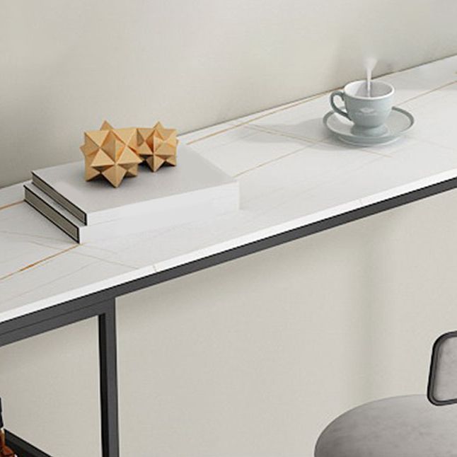 Modern 1/3 Pieces Bar Table Set Rectangle Stone Counter Table with High Stools