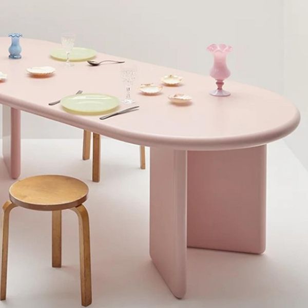 Double Pedestal Solid Wood Table Contemporary Style Dining Room Table for Home