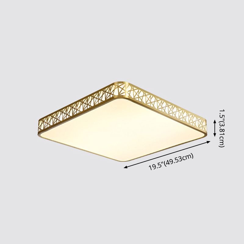 Brass Geometric Shaped Ceiling Light Minimalist Acrylic LED Flushmount with Nest Design