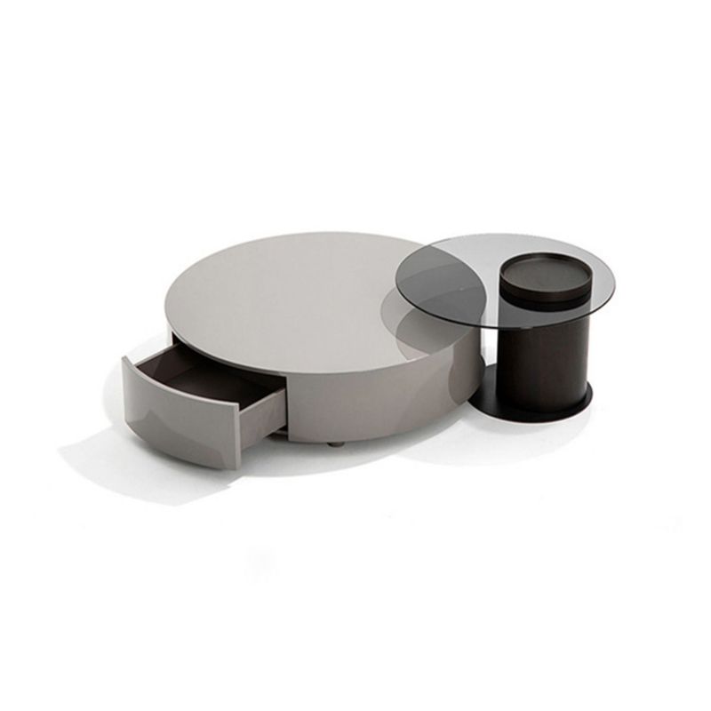 Modern Coffee Table Round Nesting Coffee Table with Storage Drawers