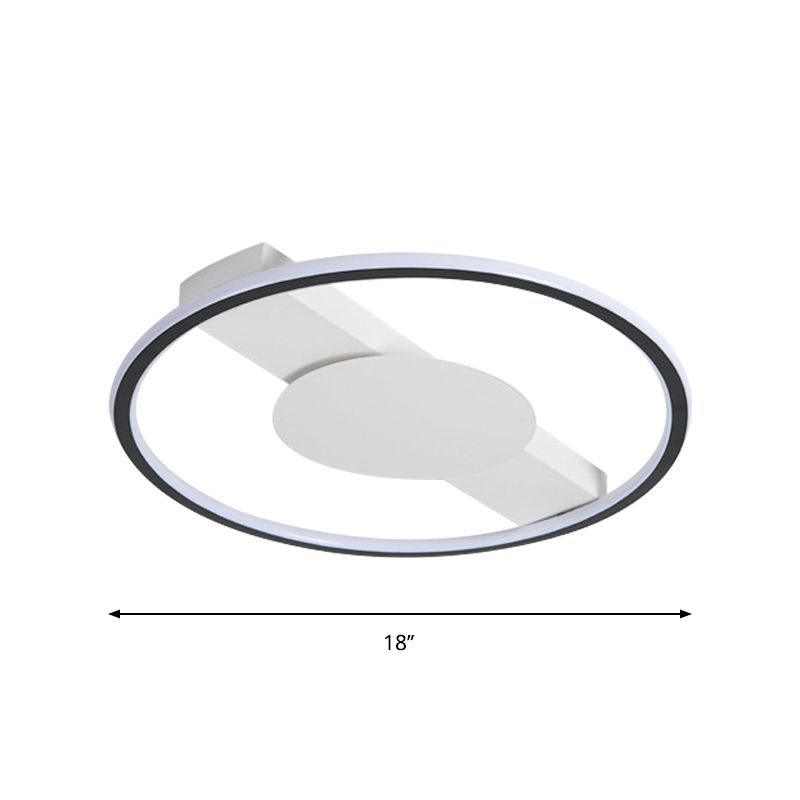 Black Rounded Flushmount Lighting Nordic LED Acrylic Flush Mount Lamp for Bedroom, 18"/21.5" Width