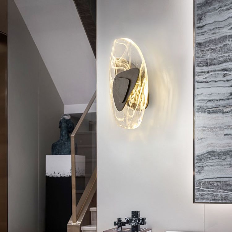 Accensione a parete ovale in stile moderno Crystal Crystal 1 Lipce Light Freepures in oro e nero