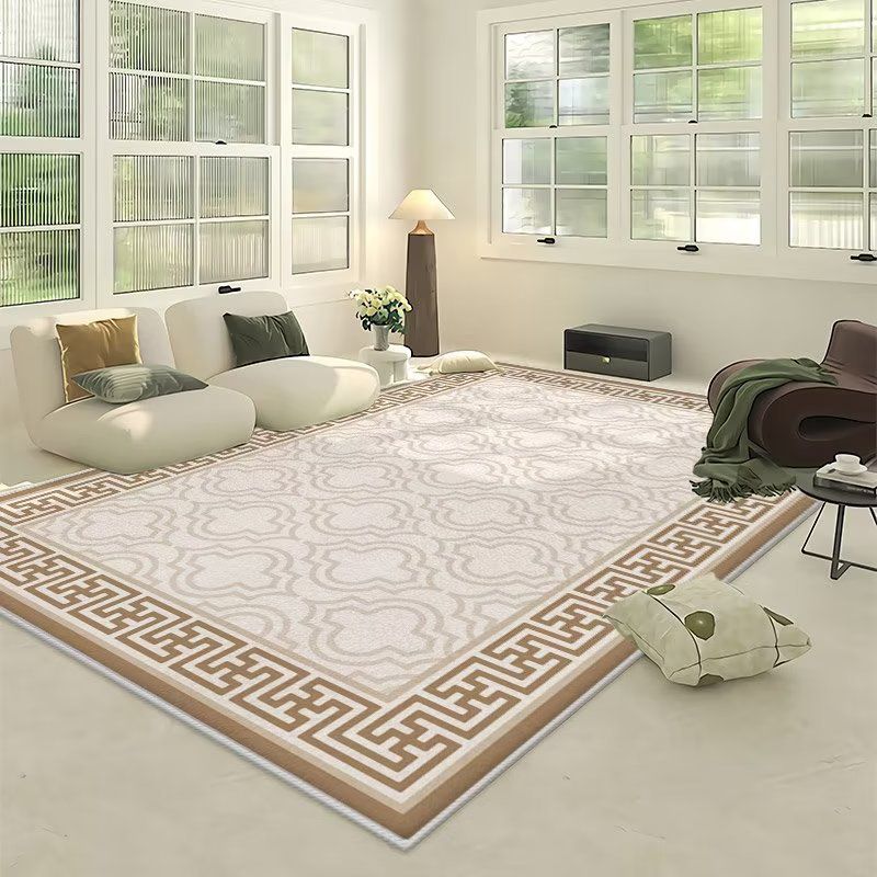 Light Grey Modern Rug Polyester Line Area Rug Washable Rug for Drawing Room