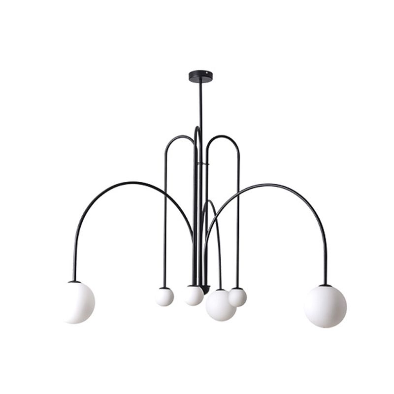 Moderne stijl bolvormige tint tak hangend licht glas multi -light kroonluchter